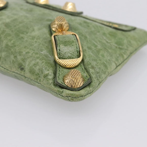 Balenciaga Wallet Leather Green Gold 186191 Auth 197936A