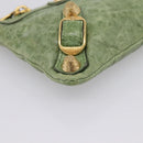 Balenciaga Wallet Leather Green Gold 186191 Auth 197936A-14