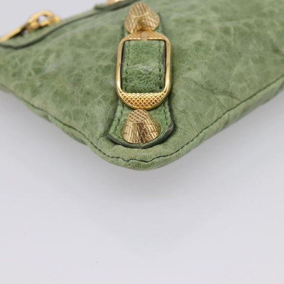 Balenciaga Wallet Leather Green Gold 186191 Auth 197936A