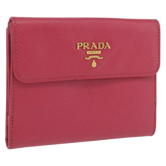 PRADA Bifold Wallet Saffiano leather Pink Gold Auth 197939M