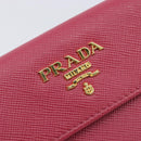 PRADA Card Case Saffiano leather Pink Gold Auth 197943M-17
