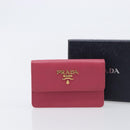 PRADA Card Case Saffiano leather Pink Gold Auth 197943M-12