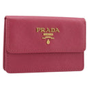 PRADA Card Case Saffiano leather Pink Gold Auth 197943M-1