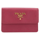 PRADA Card Case Saffiano leather Pink Gold Auth 197943M-13