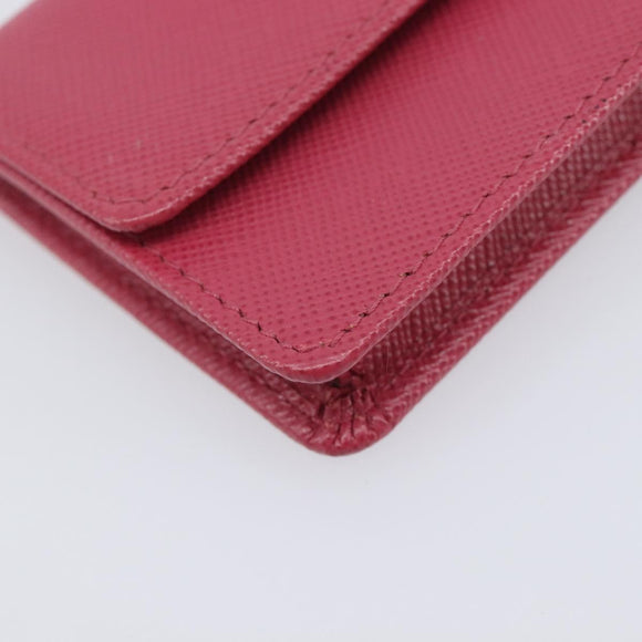 PRADA Card Case Saffiano leather Pink Gold Auth 197943M