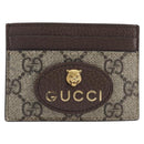 GUCCI GG Supreme Card Case PVC Beige 597557 Auth 197945V-2
