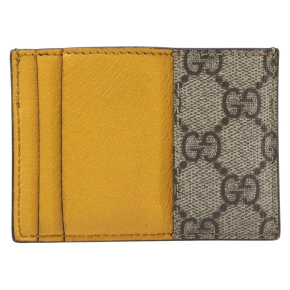 GUCCI GG Supreme Card Case PVC Beige 597557 Auth 197945V