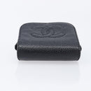 CHANEL Cigarette Case Caviar Skin Black Gold CC Auth 197948-6