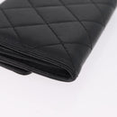CHANEL Matelasse Card Case Lamb Skin Black Silver CC Auth 197949M-10