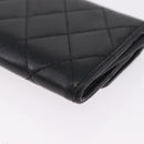 CHANEL Matelasse Card Case Lamb Skin Black Silver CC Auth 197949M-11