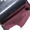 CHANEL Matelasse Card Case Lamb Skin Black Silver CC Auth 197949M-17