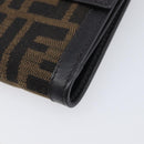 FENDI Zucca Canvas Bifold Wallet Black Brown Auth 197952V-15