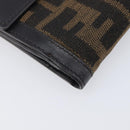 FENDI Zucca Canvas Bifold Wallet Black Brown Auth 197952V-16