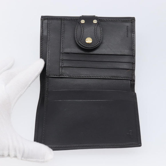 FENDI Zucca Canvas Bifold Wallet Black Brown Auth 197952V