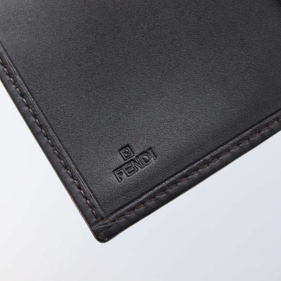 FENDI Zucca Canvas Bifold Wallet Black Brown Auth 197952V