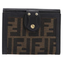 FENDI Zucca Canvas Bifold Wallet Black Brown Auth 197952V-13