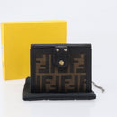 FENDI Zucca Canvas Bifold Wallet Black Brown Auth 197952V-12