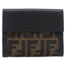 FENDI Zucca Canvas Bifold Wallet Black Brown Auth 197952V-2