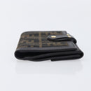 FENDI Zucca Canvas Bifold Wallet Black Brown Auth 197952V-3