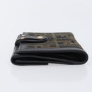 FENDI Zucca Canvas Bifold Wallet Black Brown Auth 197952V-4