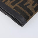 FENDI Zucca Canvas Bifold Wallet Black Brown Auth 197952V-14