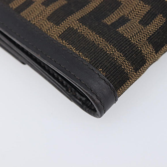 FENDI Zucca Canvas Bifold Wallet Black Brown Auth 197952V