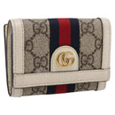 GUCCI GG Marmont Sherry Line GG Supreme Wallet PVC Beige 644334 Auth 197954V-1