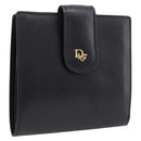 Christian Dior Bifold Wallet Leather Black Gold Auth 197957-1