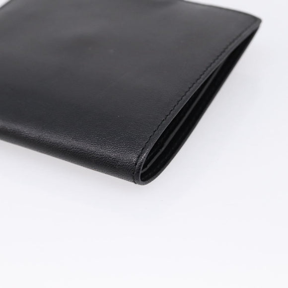 Christian Dior Bifold Wallet Leather Black Gold Auth 197957