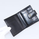 Christian Dior Bifold Wallet Leather Black Gold Auth 197957-9