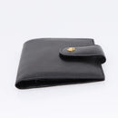 Christian Dior Bifold Wallet Leather Black Gold Auth 197957-4