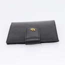 Christian Dior Bifold Wallet Leather Black Gold Auth 197957-5