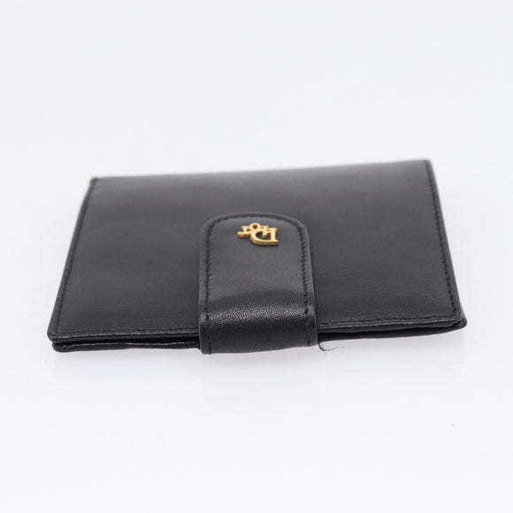 Christian Dior Bifold Wallet Leather Black Gold Auth 197957