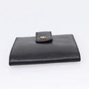 Christian Dior Bifold Wallet Leather Black Gold Auth 197957-6