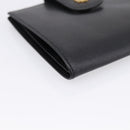 Christian Dior Bifold Wallet Leather Black Gold Auth 197957-14