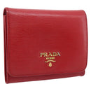 PRADA Bifold Wallet Saffiano leather Red Gold Auth 197960A-1