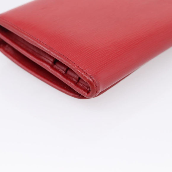 PRADA Bifold Wallet Saffiano leather Red Gold Auth 197960A