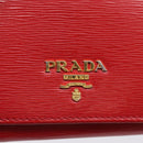 PRADA Bifold Wallet Saffiano leather Red Gold Auth 197960A-17