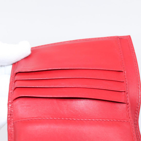 PRADA Bifold Wallet Saffiano leather Red Gold Auth 197960A