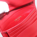 PRADA Bifold Wallet Saffiano leather Red Gold Auth 197960A-10