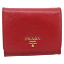 PRADA Bifold Wallet Saffiano leather Red Gold Auth 197960A-13