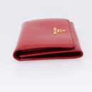 PRADA Bifold Wallet Saffiano leather Red Gold Auth 197960A-3