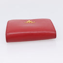 PRADA Bifold Wallet Saffiano leather Red Gold Auth 197960A-5