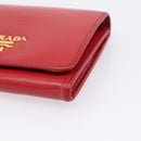 PRADA Bifold Wallet Saffiano leather Red Gold Auth 197960A-7