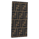 FENDI Zucca Canvas Long Wallet Black Brown Auth 197961V-1