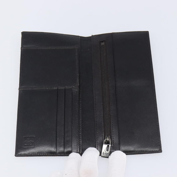 FENDI Zucca Canvas Long Wallet Black Brown Auth 197961V