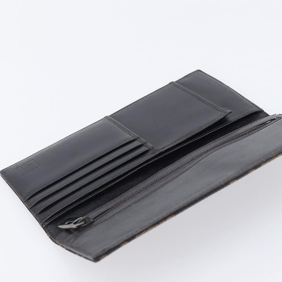 FENDI Zucca Canvas Long Wallet Black Brown Auth 197961V