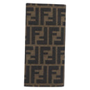FENDI Zucca Canvas Long Wallet Black Brown Auth 197961V-2
