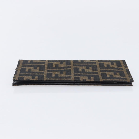 FENDI Zucca Canvas Long Wallet Black Brown Auth 197961V