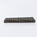 FENDI Zucca Canvas Long Wallet Black Brown Auth 197961V-4